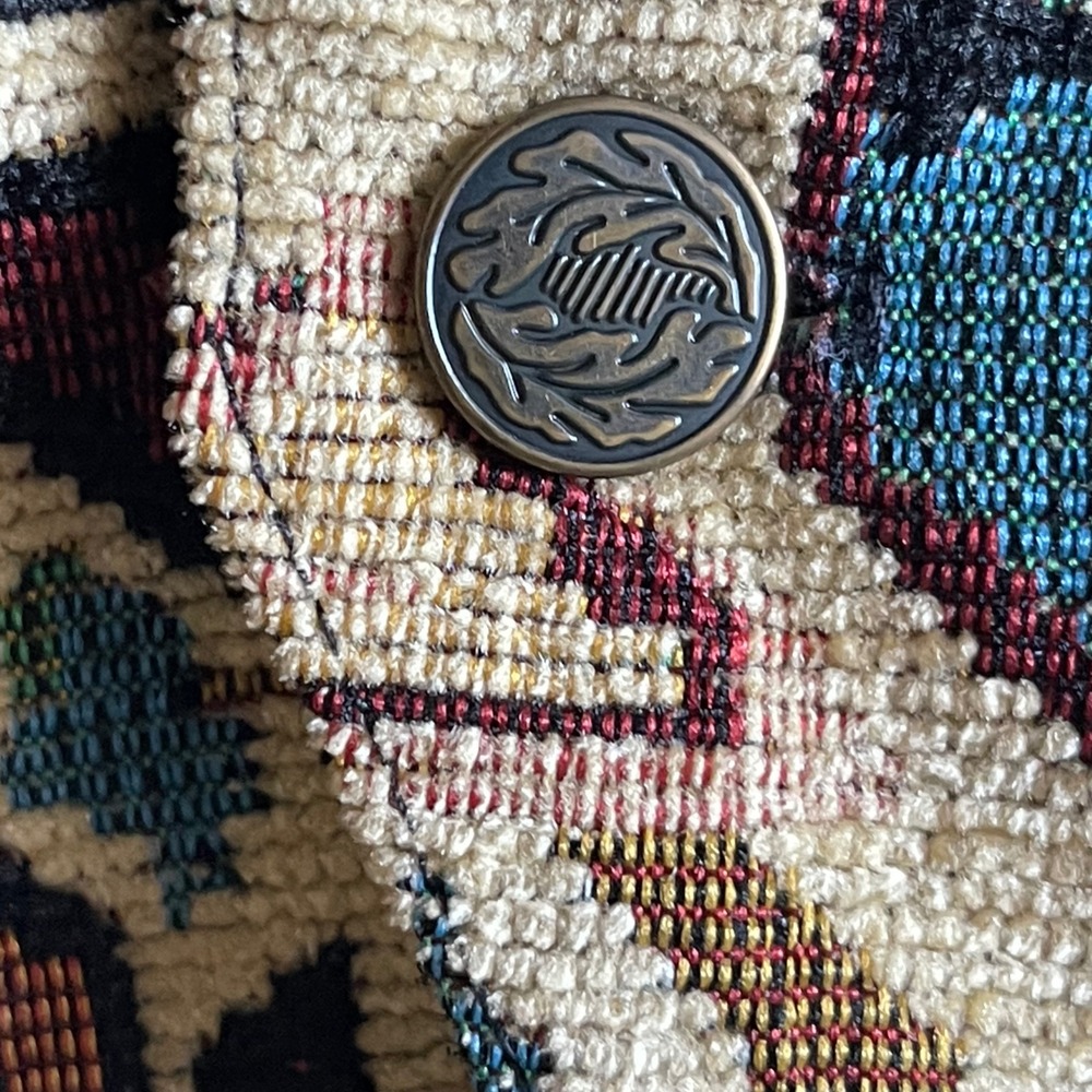 VTG Nadia made USA Italian Fabric Tapestry Vest M Western Aztec Boho Cowboycore - Picture 7 of 8